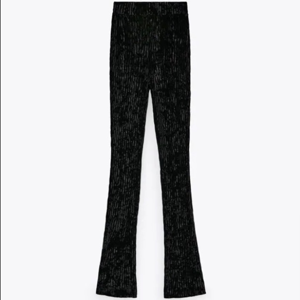 Zara FLARED VELVET VELOUR High-waist Leggings NEW